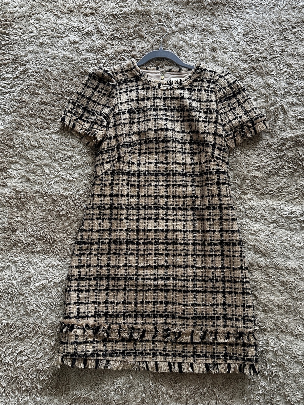 kate spade Beige and Black Tweed Plaid Shift Dress